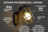 Outdoor PIR Motion Sensor Wall Lantern – Black